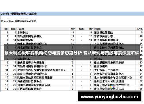 意大利乙级联赛最新动态与竞争态势分析 各队表现与晋级前景深度解读